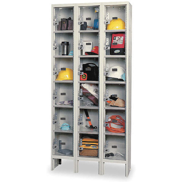 HALLOWELL Box Locker,(3) Wide, (18) Person,6 Tier USVP3258-6A-PT