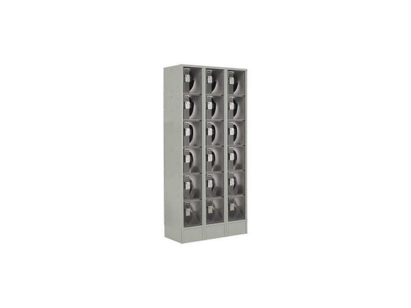 LOCKUP Box Locker,Clearview,3 Wide, 6 Tier,Gray LCRL-3W6T-PC-1S-02-31-A