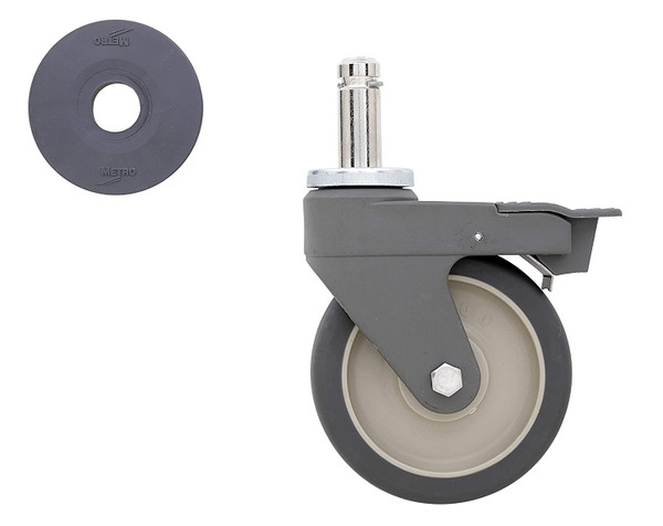 METRO Swivel Stem Caster w/Brake,5 in.,300 lb. 5PCB