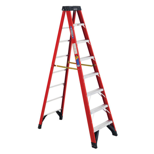 WERNER Stepladder,Fiberglass,8 ft. H,375 lb Cap 6308