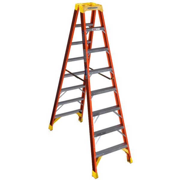 WERNER Twin Stepladder,Fiberglass,IA,8ft,T6200 T6208