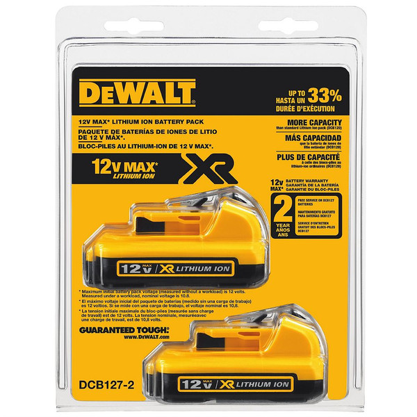 DEWALT Battery,12V,2.0Ah,Li-Ion,PK2 DCB127-2