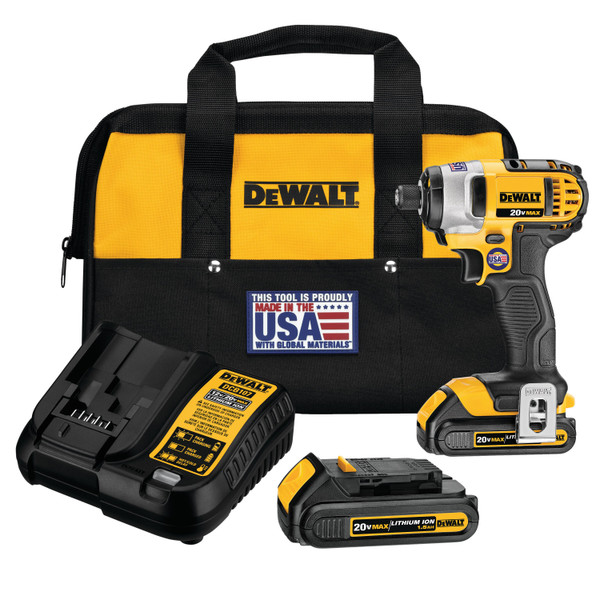 DEWALT Cordless Impact Driver Kit,20V,1/4 In. DCF885C2