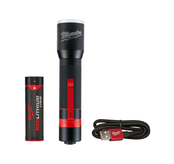 MILWAUKEE Rechargeable Flashlight,Aluminum,Red 2110-21