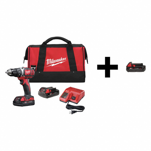 MILWAUKEE Cordless Drill/Driver Kit,18.0V,1/2in. 2606-22CT 48-11-1820