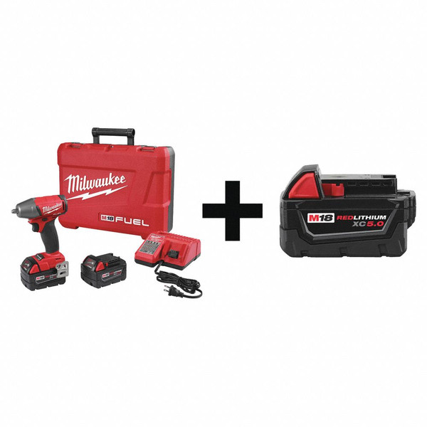 MILWAUKEE Cordless Impact Wrench Kit,Bat,5.9in. 2754-22 48-11-1850