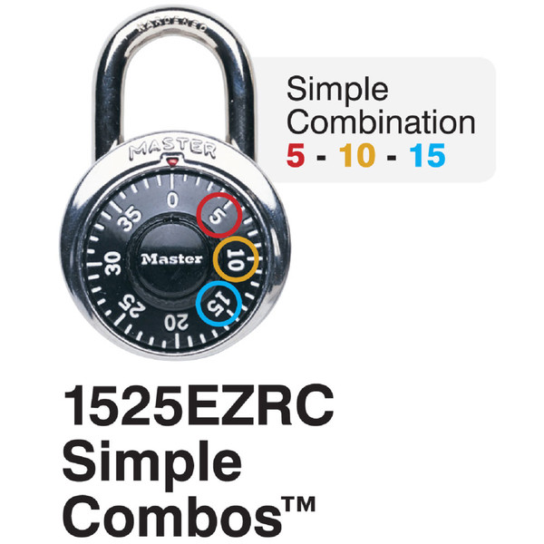 MASTER LOCK Combination Padlock,Front,Black/Silver 1525EZRC