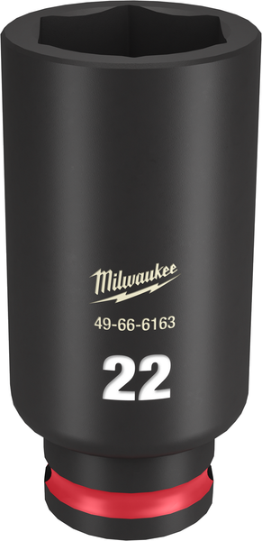 Milwaukee SHOCKWAVE Impact Duty  3/8"Drive 22MM Deep 6 Point Socket - 49-66-6163