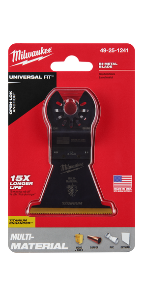 Milwaukee 49-25-1241 OPEN-LOK 2-1/2" TITANIUM CHARGED Bi-Metal Multi-Material Multi-Tool Blade