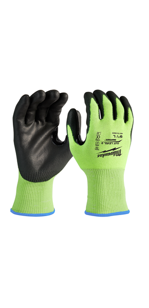 Milwaukee High-Visibility Cut Level 2 Polyurethane Dipped Gloves - 48-73-8922