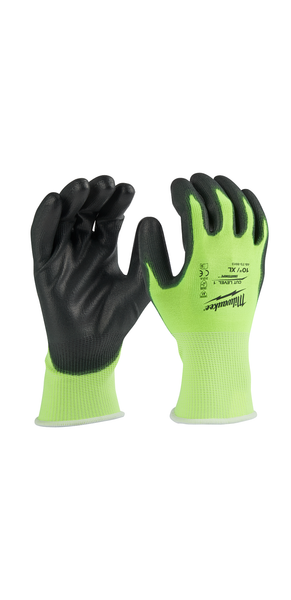 Milwaukee High Visibility Cut Level 1 Polyurethane Dipped Gloves-XL 48-73-8913