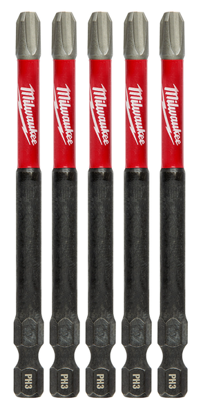 Milwaukee SHOCKWAVE 3-1/2 Impact Phillips #3 Power Bits (5PK) - 48-32-4566