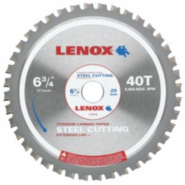 LENOX 7-1/4" 68T THIN STEEL METAL CUTTING SAW BLADE 21881ST714040CT