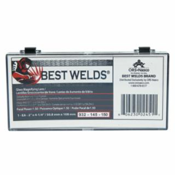 BEST WELDS BW-2X4-1/4 GLASS MAG LENS 2.00 DIOPTER 901-932-145-150