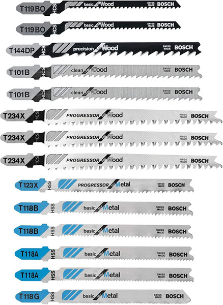 BOSCH POWER TOOLS SHANK JIGSAW BLADE ASSORTMENT (14 PCS) W/POUCH