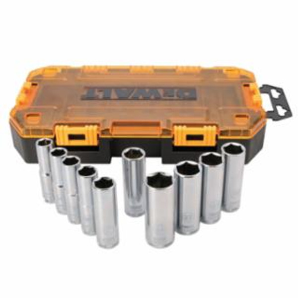 DEWALT® TOUGH BOX TOOL KIT MM 1/2" DRIVE DEEP SOCKET ST