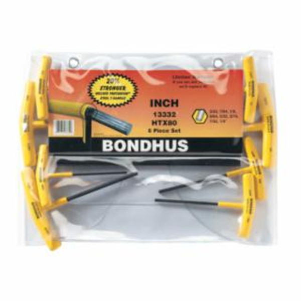 BONDHUS® 8-PC T-HANDLE HEX KEY SEWITHOUT BALLPOINTS