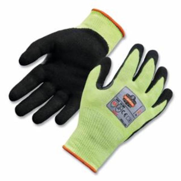 ERGODYNE 7041 M LIME HI-VIS NITRILE-COAT LVL 4 CUT GLOVES