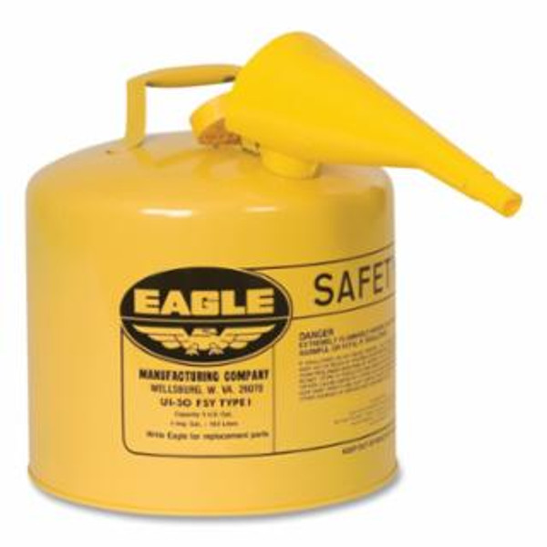EAGLE 5GAL.METAL YELLOW TYPE ISAFETY CAN W/F-15 FUNNEL