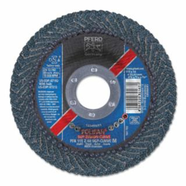 PFERD 4-1/2 X 7/8 POLIFAN CURVE ZIRC ALUM MD RD 40G