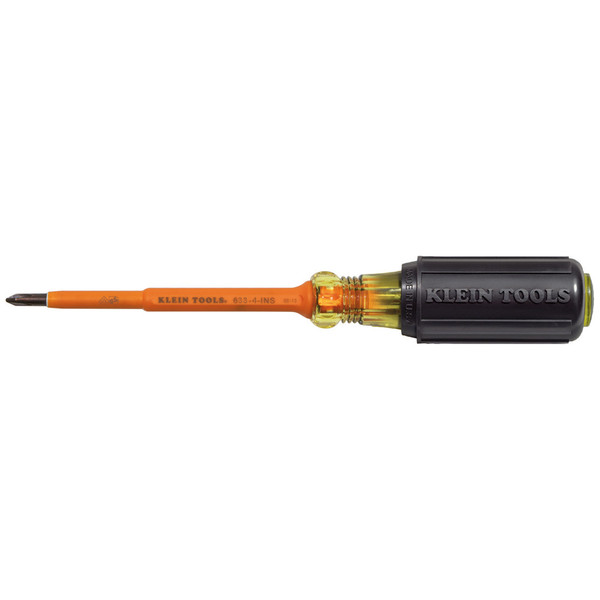 Klein Tools 6334INS Insulated Screwdriver, #1 Phillips, 4-Inch Round Shank