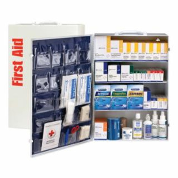 FIRST AID ONLY 4 SHELF FIRST AID ANSI B+ METAL CAB  WITH MEDS