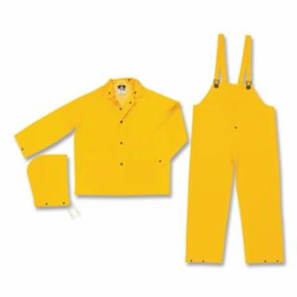 MCR SAFETY INDUSTRY GRADE- PVC/POLYESTER SUIT- 3 PC- YELLOW