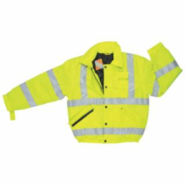 MCR SAFETY LUM- INSULATED POLY- BOMBER JACKET- FLUOR LIME