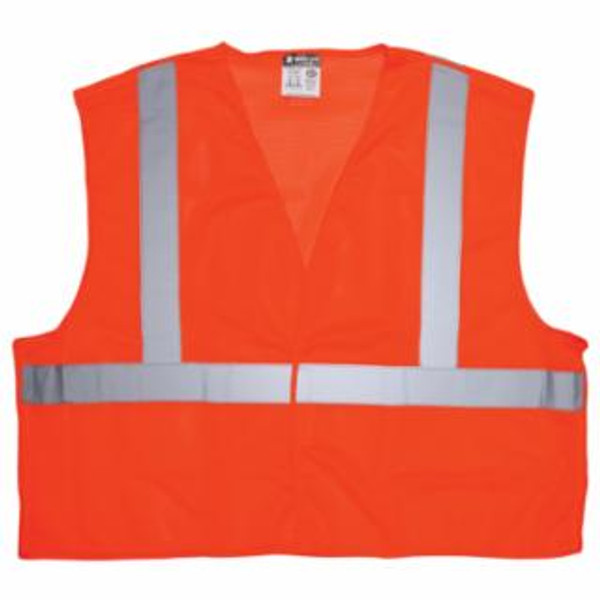 MCR SAFETY CLASS II FLUORESCENT ORANGE TEAR-AWAY POLY MESH