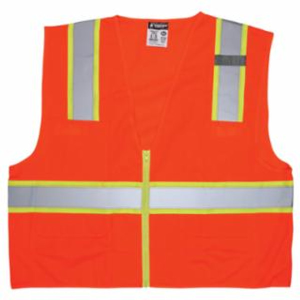 MCR SAFETY CLASS 2 ORG. VEST 2" SILON 3" LIME