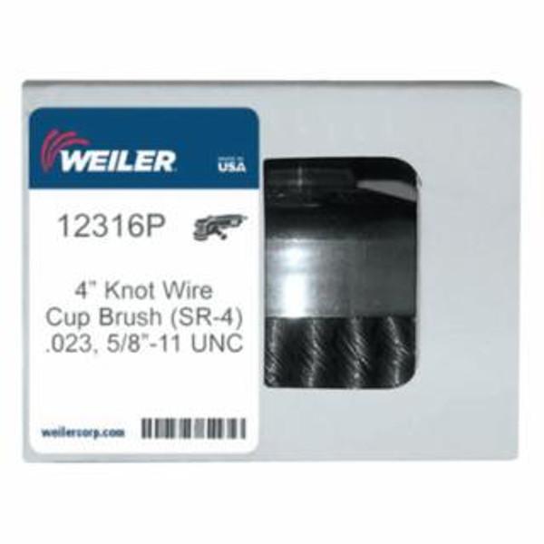 WEILER 4" SINGLE ROW WIRE CUP BRUSH .023 5/8"-11 A.H.