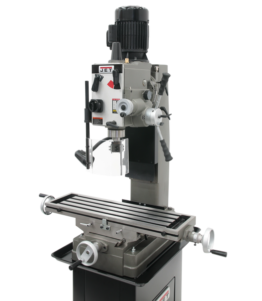 JET JT9-351161 JMD-45GHPF Geared Head Square Column Mill Drill with Power Downfeed with NMS300 2 Axis DRO & X-Axis Powerfeed