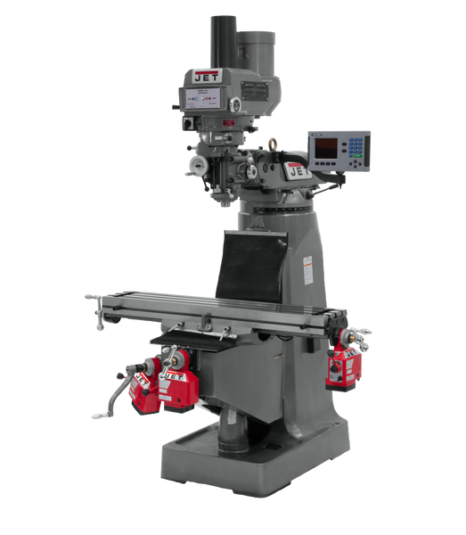 JET JT9-690430 JTM-4VS Mill With 3-Axis ACU-RITE 303 DRO (Knee) With X, Y and Z-Axis Powerfeeds and Power Draw Bar