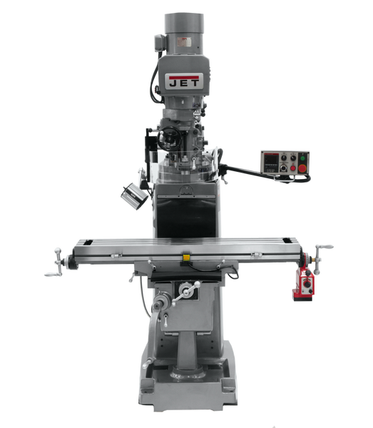 JET JT9-690643 JTM-1050EVS2/230 Mill With 3-Axis Newall NMS800 DRO (Knee) With X, Y and Z-Axis Powerfeeds