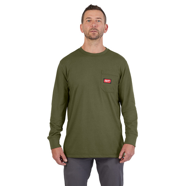 Milwaukee 606GN-M GRIDIRON Pocket T-Shirt - Long Sleeve Green M