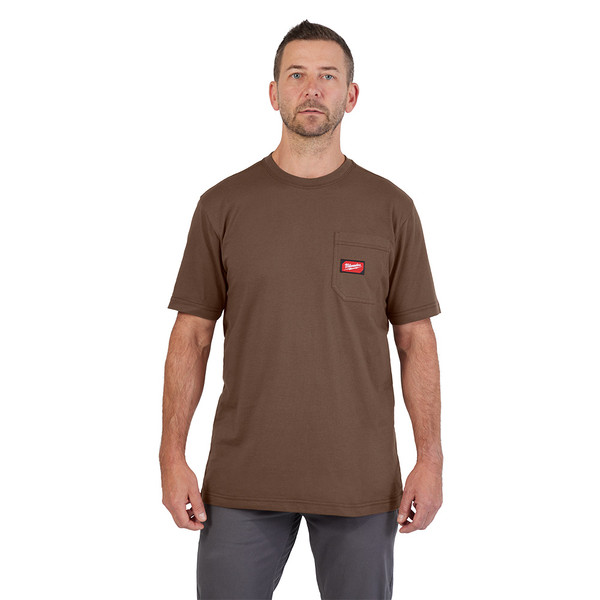 Milwaukee 605BR-L GRIDIRON Pocket T-Shirt - Short Sleeve Brown L