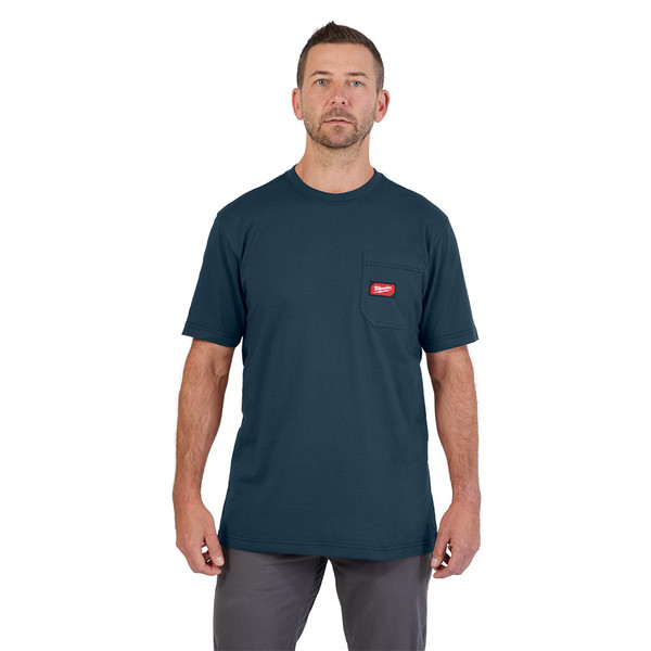 Milwaukee 605BL-3X GRIDIRON Pocket T-Shirt - Short Sleeve Blue 3X
