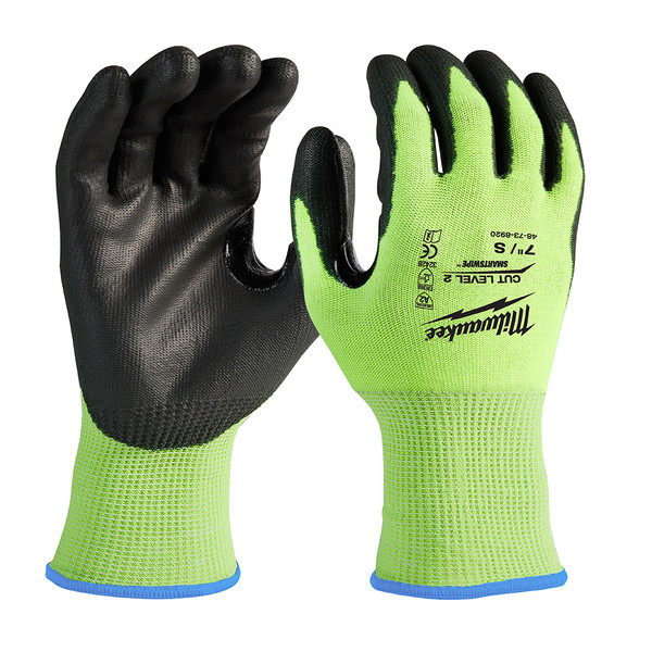 Milwaukee 48-73-8920B High Visibility Cut Level 2 Polyurethane Dipped Gloves - S