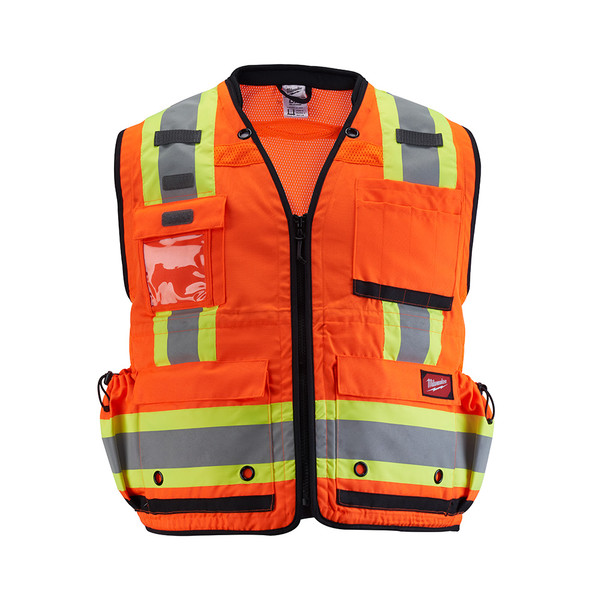 Milwaukee 48-73-5165 Class 2 Surveyor's High Visibility Orange Safety Vest - S/M