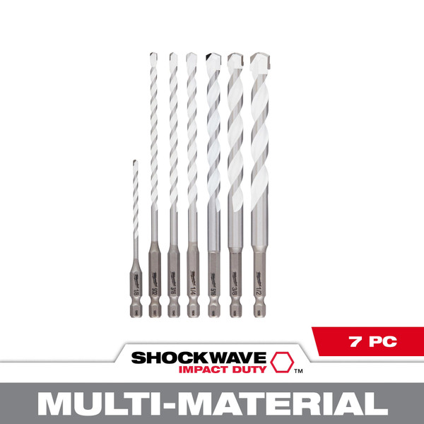 Milwaukee 48-20-8899 SHOCKWAVE Impact Duty Carbide Multi-Material Drill Bit Set - 7PC