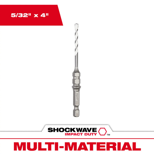 Milwaukee 48-20-8870 5/32" x 4" SHOCKWAVE Carbide Multi-Material Drill Bit for Concrete Screws