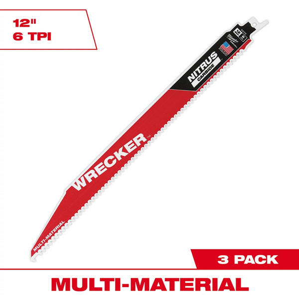 Milwaukee 48-00-5373 12" The WRECKER with NITRUS CARBIDE 3PK