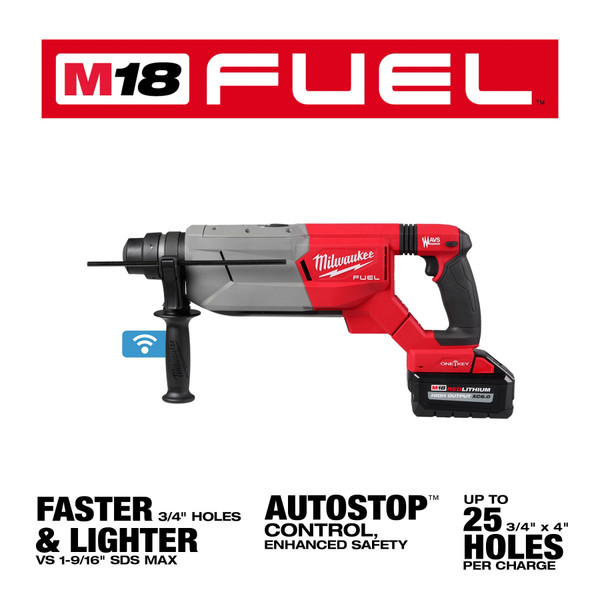 Milwaukee 2916-22 M18 FUEL 1-1/4 SDS Plus D-Handle Rotary Hammer Kit w/ ONE-KEY