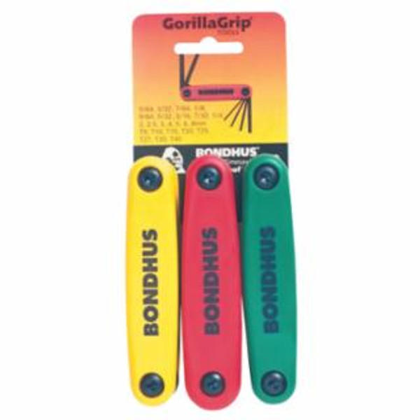 BONDHUS GORILLA GRIP FOLD-UP TOOL SET TRIPLE PACK