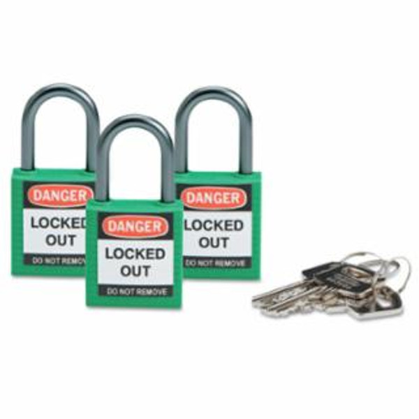 BRADY COMPACT SAFETY PADLOCK GREEN KA 3/PK