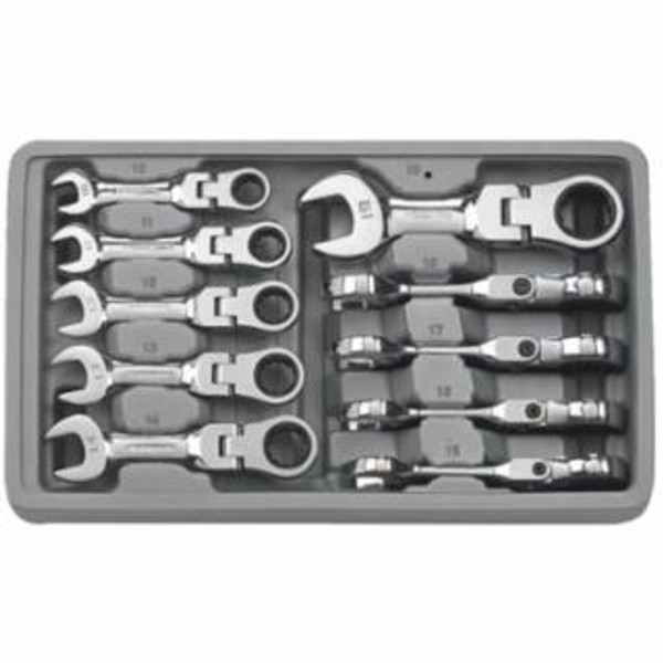 GEARWRENCH 10PC METRIC STUBBY FLEXRATCHETING WRENCH