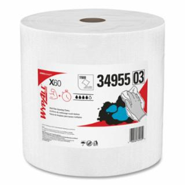 KIMBERLY-CLARK PROFESSIONAL WYPALL X60 TERI WIPER JUMBO ROLL WHT 1-100 PER R