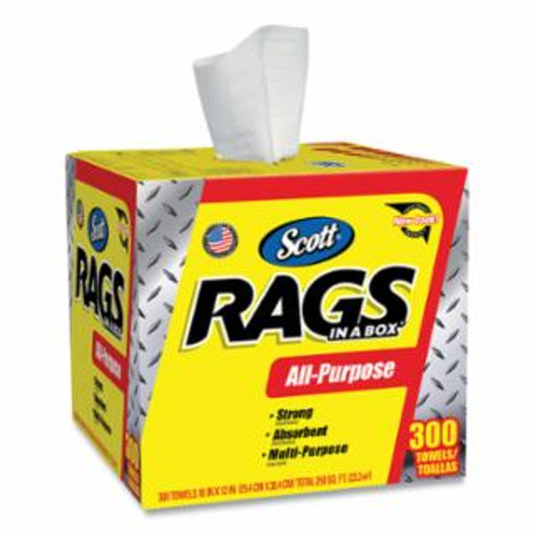 KIMBERLY-CLARK PROFESSIONAL SCOTT RAGS IN A BOX  300CT  WHITE