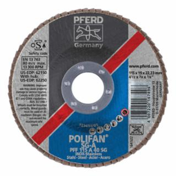 PFERD 4-1/2 X 7/8 POLIFAN SG ALU OX FLAT 40G