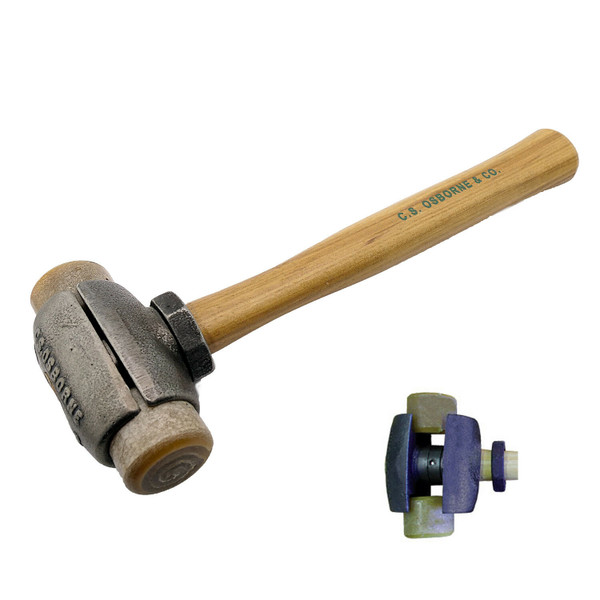 C.S. OSBORNE 1-1/2LB RAWHIDE HAMMER WITH EXCHANGEABL